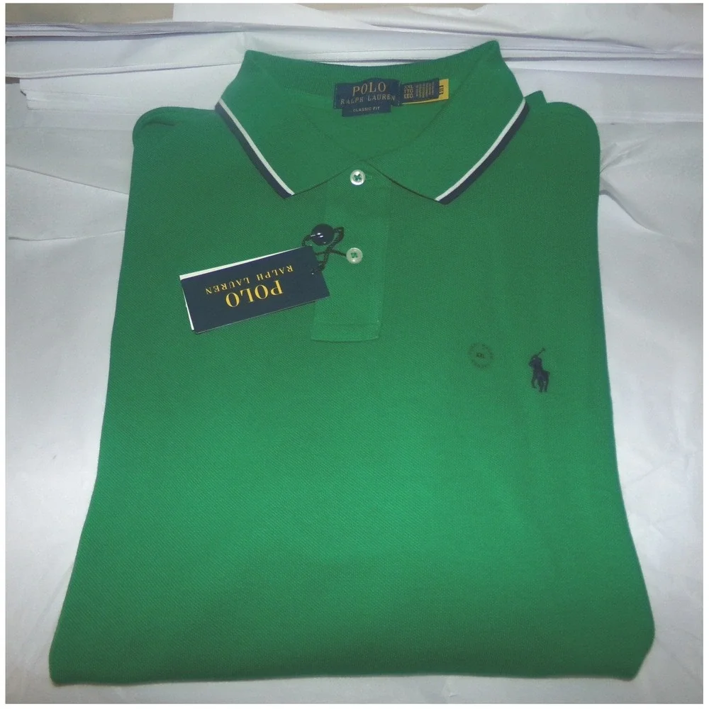 Polo Ralph Lauren Mens Green Classic Fit Tipped Short Sleeve Polo Shirt XXL NWT